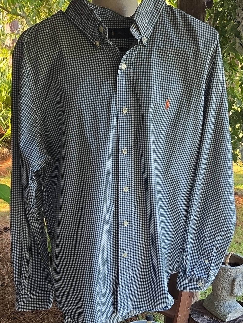 Ralph Lauren Pine Green Checkered Button Front Shirt Size Large